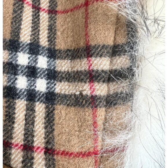 Authentic Vintage BURBERRY Beige Nova Check Wool Hooded Peacoat Size L - Picture 9 of 16